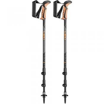 LEKI Khumbu AS AntiShock Trekking Poles, Adjustable 110-145cm, Dark Anthracite/Orange/Black