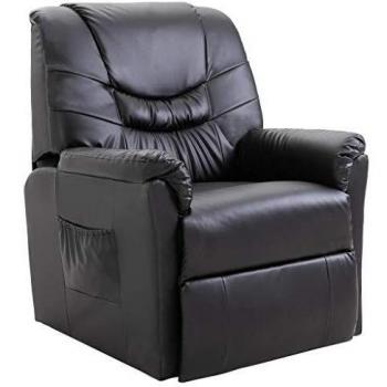 Sillón reclinable de cuero sintético negro