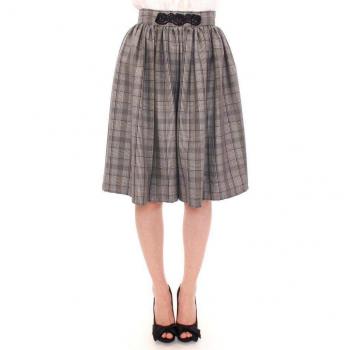 Gray Checkered Wool Shorts Skirt - NOEMI ALEMÁN, IT40|S