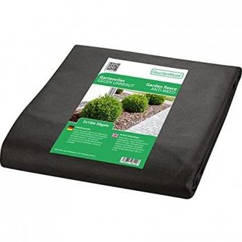 GardenMate Malla geotextil de 2 m x 10 m y 50 g/m² – Geotextil Resistente para Malas Hierbas – Estabilizada contra UV – Permeable al Agua – 2 m x 10 m = 20 m²