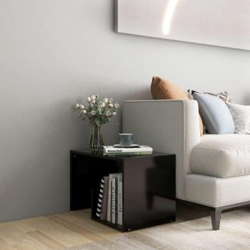 Mesa auxiliar de aglomerado negro 59x36x38 cm, mesa de centro negra en madera multicapa