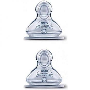 Nuk First Choice+ Anti-Colic Silicone Nipple Size 2 (6-18 Months) - 2 Pack