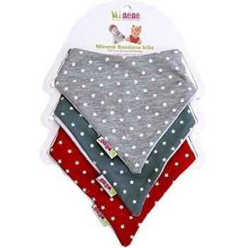 Minene 12914 - Set de baberos bandana, 3 unidades, diseño con estrellas