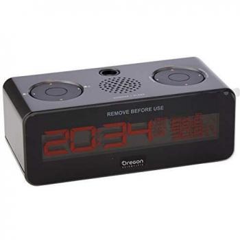Oregon Scientific RRA320PNX radio reloj proyector, con radio FM, gran pantalla LCD con brillo ajustable, doble alarma, gris marengo