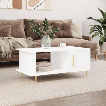 Mesa de Centro Madera Contrachapada 90x50x40 cm Blanco, Negro, Blanco Brillante Mesita de Salón o Comedor o Auxiliar Mesa de Café Meuble Salón