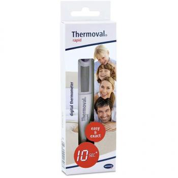 Thermoval Rapid Termómetro Digital 0 Ud - Termómetro digital con medición rápida, pantalla LCD, memoria de última medición, sin contacto y apto para uso en adultos y niños
