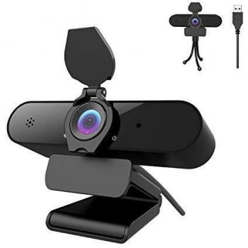 Webcam PC 2K/4MP/1440P con micrófono, Cámara Web Full HD con Webcam Cover Y trípode, Vista Gran Angular de 115 °, USB Plug and Play para Videollamadas, Conferencias, Juegos con Clip Giratorio