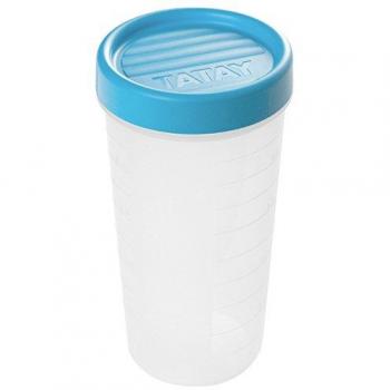 Recipiente Redondo Hermético de 0.6L con Tapa de Rosca, Libre de BPA, Apto para Microondas y Lavavajillas - Color Azul