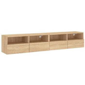 Mueble de TV de pared contemporáneo - 2 piezas - Roble Sonoma - Madera de ingeniería - 80 x 30 x 30 cm