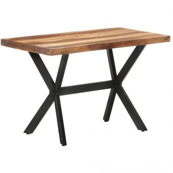 Mesa de comedor de madera acacia maciza 120x60x75 cm con acabado ámbar y miel