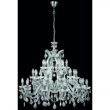 Araña sin pantallas Marie Therese Crystal Chrome 30 bombillas 94cm
