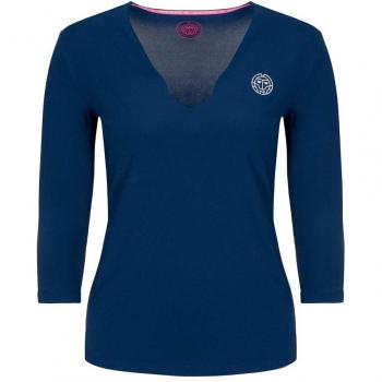 BIDI BADU V-Neck Longsleeve Ariana Tech-Camiseta de Manga Larga con Cuello de Pico, Mujer, Azul Oscuro, Extra-Large