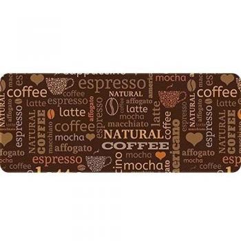 ID mate 50120 Café Expresso-Alfombrilla de cocina poliéster y fibra, poliamida y policloruro de vinilo, marrón, 120 x 50 x 0,4 cm