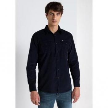 Camisa micropana de manga larga para hombre en color marino de Lois