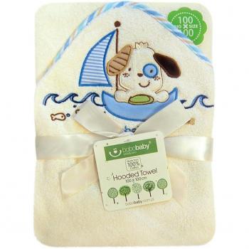 bobobaby bebé joven Toalla con capucha 100 x 100 cm 100% algodón ekri de perro de color azul