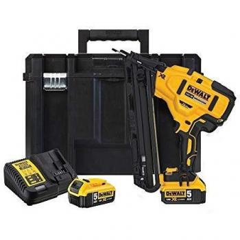 DeWalt DCN650P2-QW DCN650P2-QW-Clavadora de Acabado sin escobillas XR 18V con 2 baterías Li-Ion 5,0Ah 15Ga para Clavos 34° de 1,8mm diámetro y 32-63mm Largo, 18 V, Negro/Amarillo