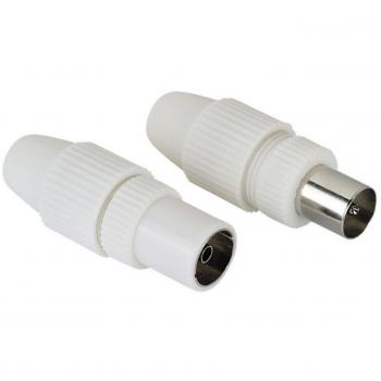 Adaptador coaxial Hama 205212 - Pack de 2 unidades, conexión blanca
