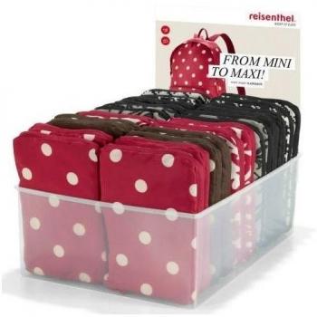 Reisenthel Mini Maxi Rucksack, Mochila de Viaje, Plegable, ruby dots / rojo granate con puntos blancos, AP3014