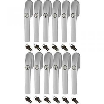 Abus FG300 manija de ventana bloqueable, plata, en el conjunto de 12 Piezas todos cierre igual con total 24 Llave