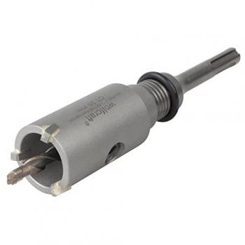 Sierra de Corona Vástago SDS-Plus Wolfcraft 5458000, con broca de carburo y adaptador SDS-Plus, ideal para instalaciones sanitarias y eléctricas en hormigón, paredes de ladrillo y piedra,
