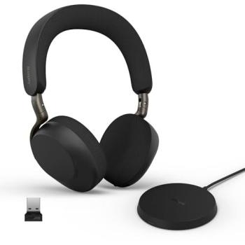 Auriculares inalámbricos Jabra Evolve3 75 UC con micrófono, Bluetooth, USB-A, Cancelación Activa de Ruido y base de carga inalámbrica - Negro