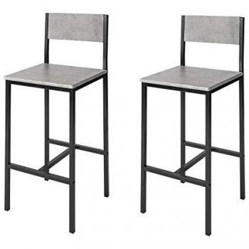 Juego de taburetes de bar SoBuy FST53-HGx2, incluye 2 taburetes con respaldo, color gris, capacidad hasta 100 kg, altura de 95 cm