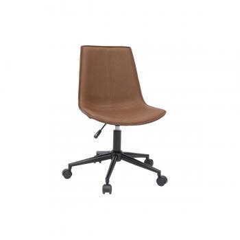 Silla de escritorio de poliuretano marrón y metal negro Lison