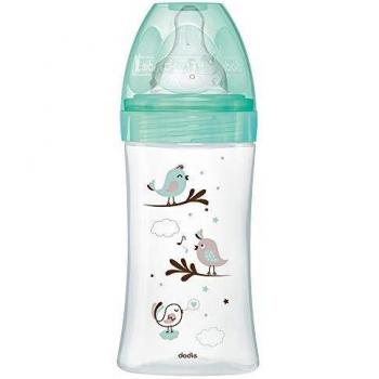 Dodie Initiation+ Anti-Colic Glass Baby Bottle 270ml Green Birds 0-6 Months