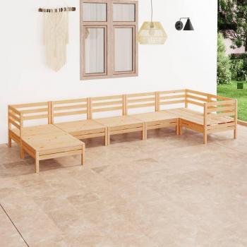 7-Piece Solid Pinewood Garden Lounge Set