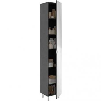 Columna de Almacenaje Tarragona con Puerta Espejo y 5 Estantes - Gris Anthracite