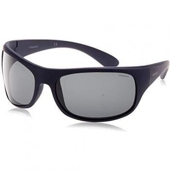 Polaroid Unisex Adult Sunglasses, Matte Dark Blue/Grey Polarized, 66