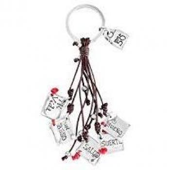 UNO de 50 - Silver Message Key Ring with Leather Details