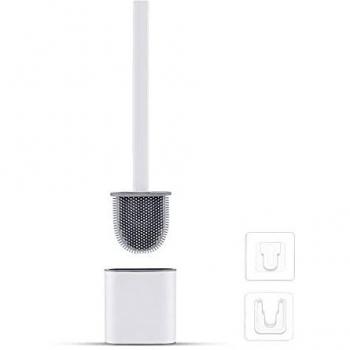 Ibergrif M34151-3 Escobillas y Portaescobillas de Inodoro, Cepillo y Soporte para WC, Silicona, Blanco
