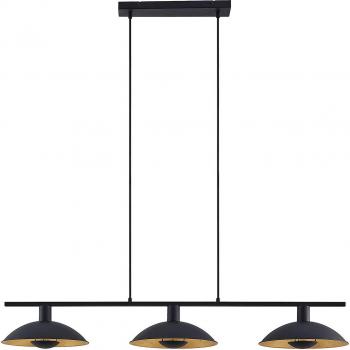 Lámpara colgante lineal Lindby Narisara de 3 luces, moderna, color negro, hecha de metal, para salón y comedor, con casquillos E14
