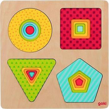 GOKI- Puzzles de maderaPuzzles de maderaGOKIPuzzle de Capas, Formas, Multicolor