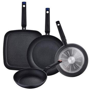 UNITED COLORS OF BENETTON. Set 4pcs Ø20,Ø24,Ø28 y grill 28x28 sartenes aluminio forjado, aptas para inducción