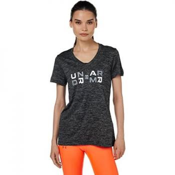 Under Armour Camiseta De Manga Corta Tech Twist Graphic para Mujer, Color Gris, Talla XS, Material de poliéster, Diseño gráfico en el frente, Tecnología de absorción de humedad