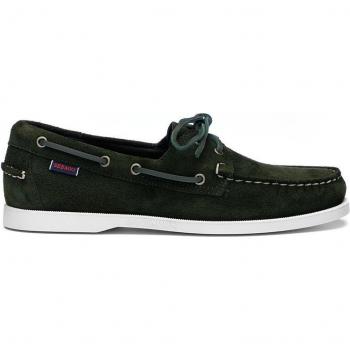 Sebago Men's Dark Green Suede Boat Shoes
