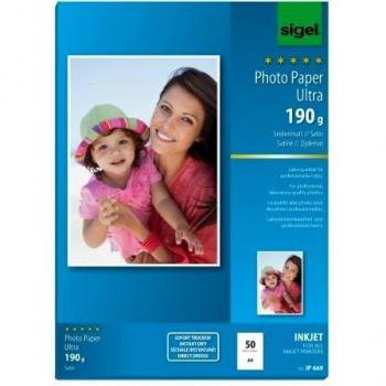 Papel Fotográfico Ultra Sigel A4, 190g/m², Semibrillante, 50 Hojas