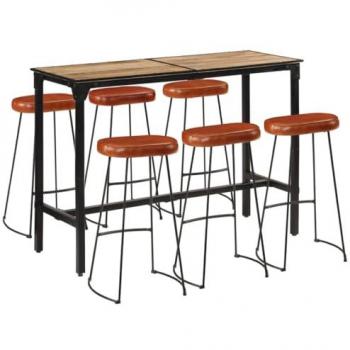 Set mesa alta y taburetes 7 pzas madera maciza mango y metal vidaXL