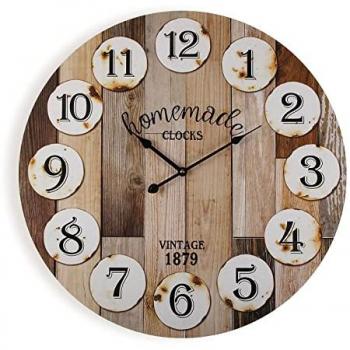 Reloj de Pared Decorativo Versa Akaroa para Cocina, Salón, Comedor o Habitación - Madera Marrón 58x3x58 cm