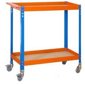 Banco de trabajo Simonwork Wagon 2/400 Chipboard Azul/Naranja/Madera, capacidad de carga 75 kg, dimensiones 1030x900x400 mm
