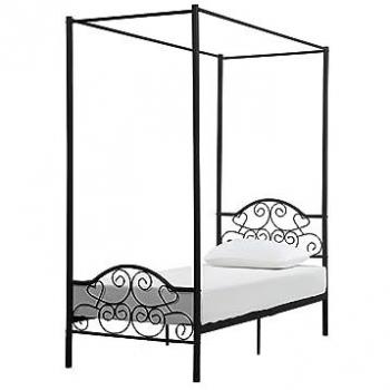 Cama con dosel Leyna - 90 x 190 cm - Metal - Negro