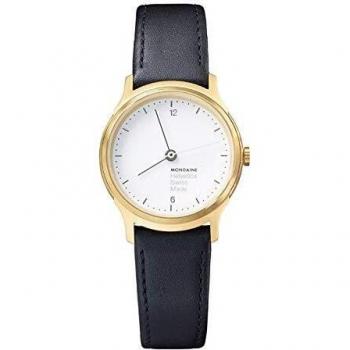 Mondaine Helvetica Light, Reloj de Cuero Negro para Mujer, MH1.L1111.LB, 26 MM