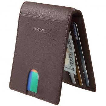 Clip de Dinero Cuero Cartera - Slim Billetero Tarjetero Para Hombre De Crédito