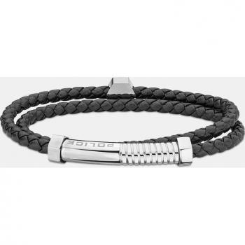 Pulsera Police Bolt de cuero y acero
