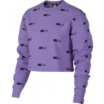 Nike Air Crew Fleece AOP Sudadera, Mujer, Space Purple/White, Extra-Large
