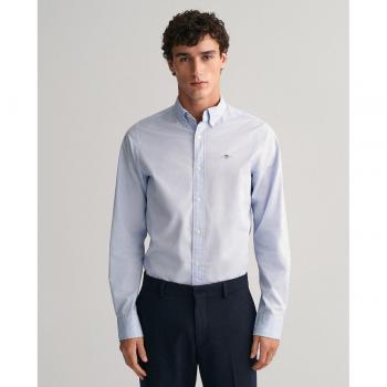 Camisa Oxford Pinpoint Regular Fit de Gant para Hombre, Azul Claro, Manga Larga, Sostenible