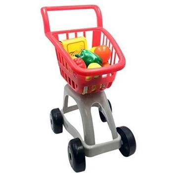 Tachan- Carrito de supermercado con Alimentos, Color Rojo/Gris