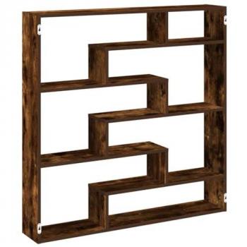 Estante Cubo de Pared 7 Compartimentos Madera de Roble Ahumado